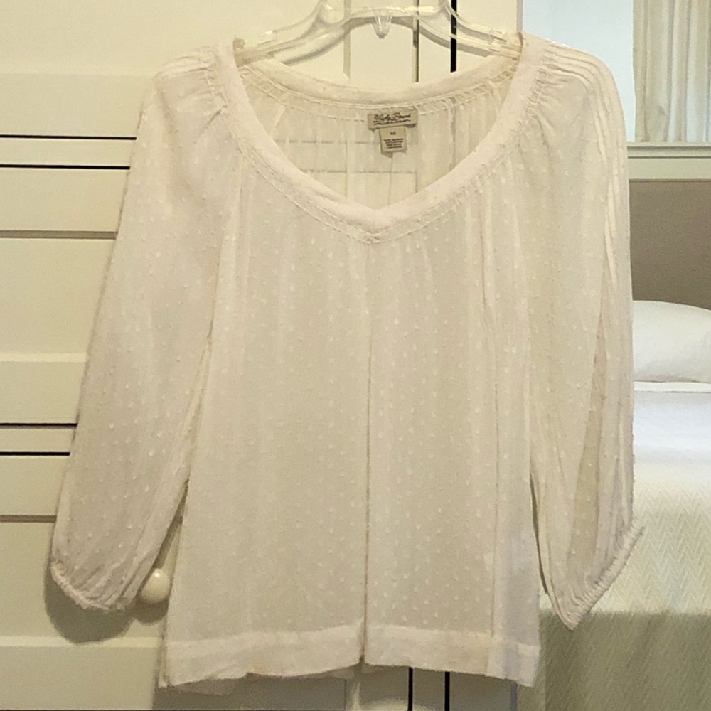 Lucky Brand Sheer Swiss Dot Blouse